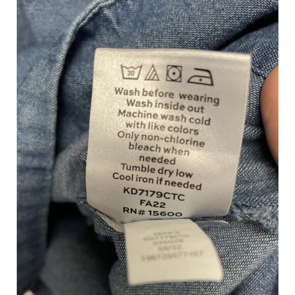 Draper James RSVP Denim Dress Womens Size Medium Blue Jean Sheath Mini Ruffle - Picture 5 of 8